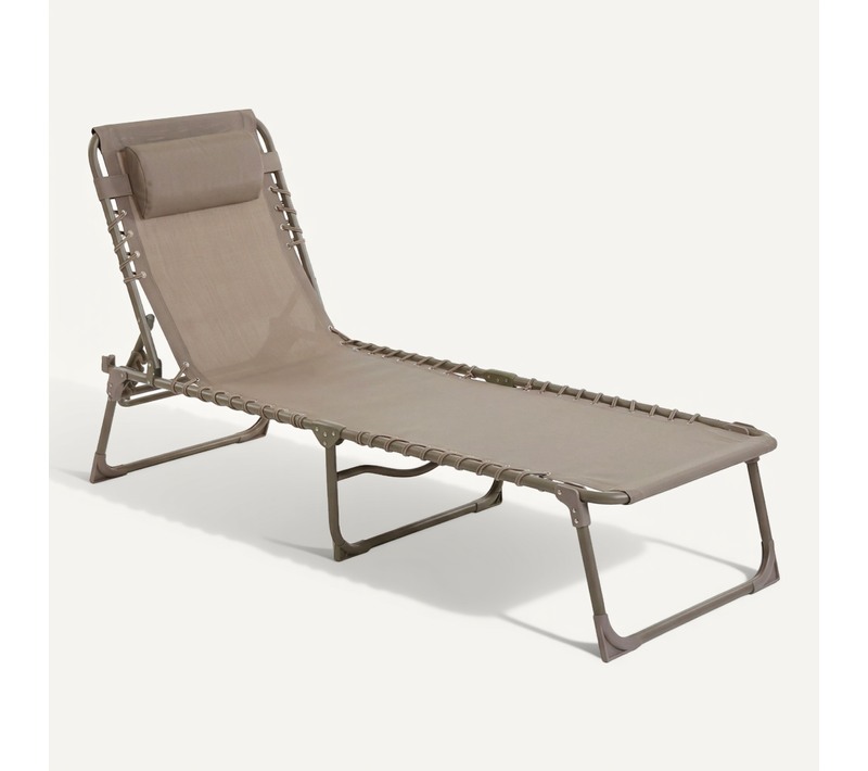 Chaise Longue Pliante Taupe, Transat Extérieur Inclinable