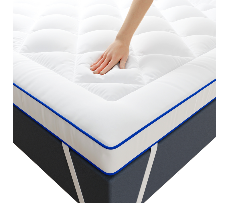 Surmatelas Confort 140x190 Cm Respirant Microfibre - 1000gr - Liseré Bleu