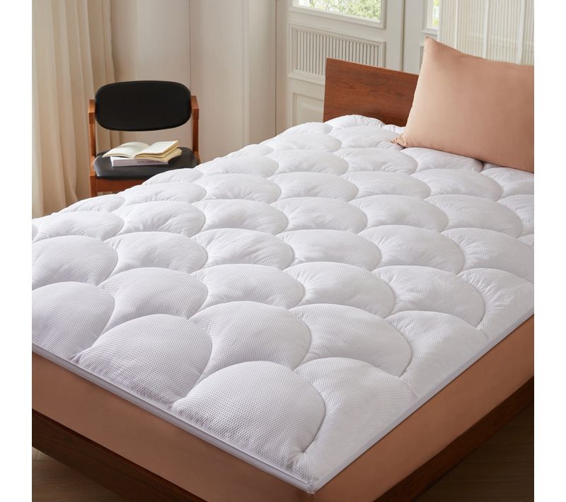 Surmatelas Rafraîchissant 160x200 Cm Microfibre Gaufrée Premium Blanc, 4 Cm, Fixation Élastique