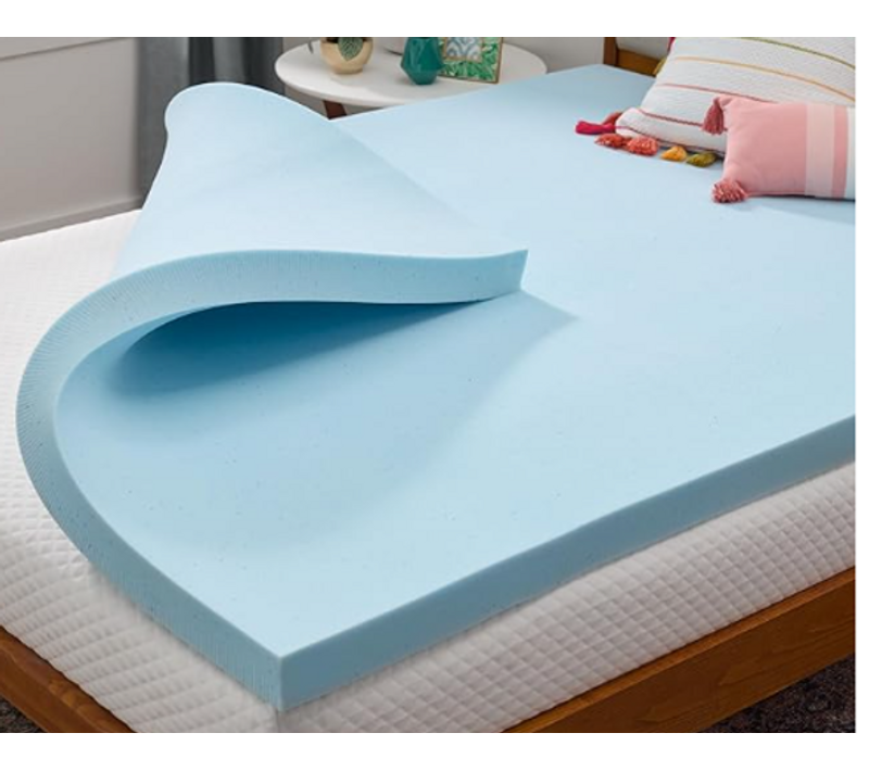 Surmatelas 140 X 190 Cm Mousse à Mémoire De Forme 4 Cm - Sur-matelas Double - Gel Infusé Bleu