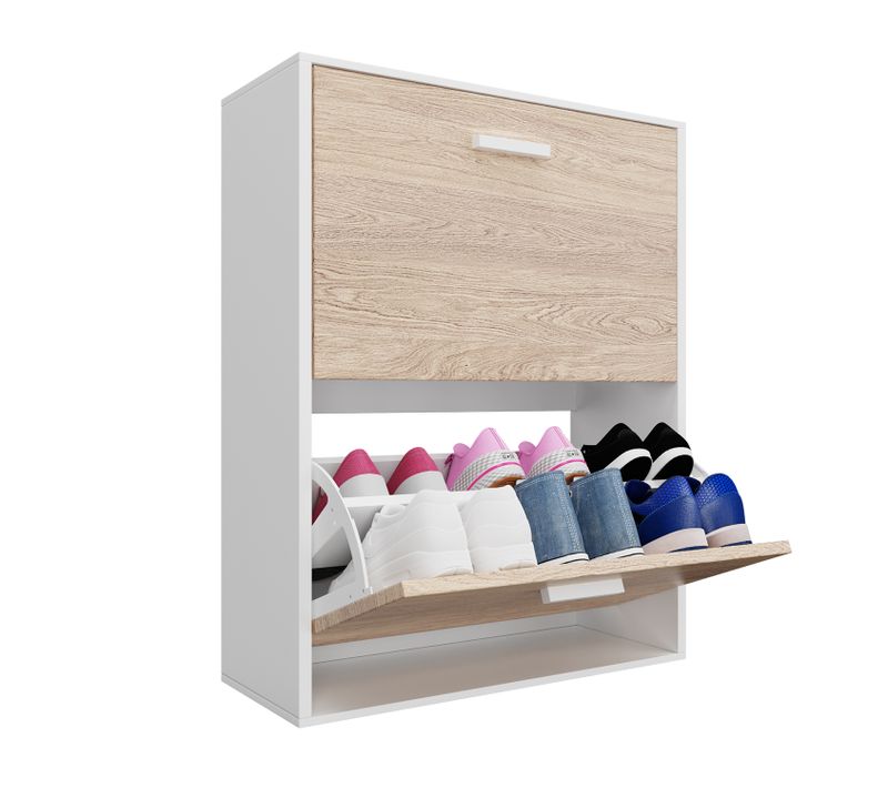 Meuble à Chaussures Moderne 2 Abattants - 12 Paires