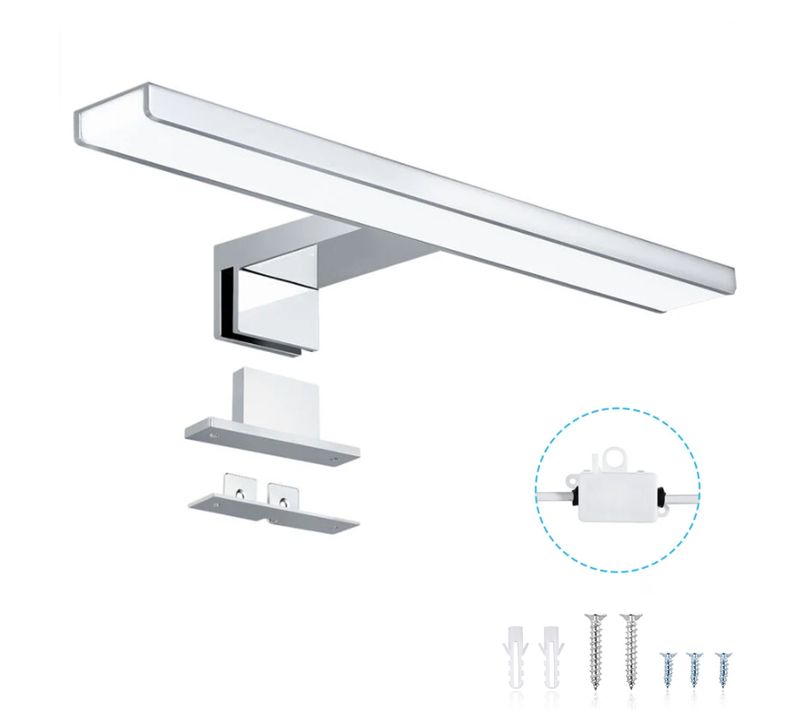 Lampe Miroir LED Salle De Bain Abs Fixation Pince Ou Murale Lumière Neutre