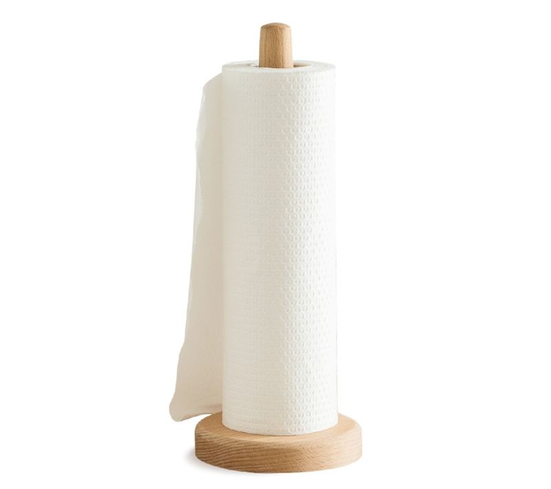 Porte Essuie-tout 13x13x31 Cm Pratique Pour Salle De Bain Et Cuisine, Design Ouvert, Bois Naturel