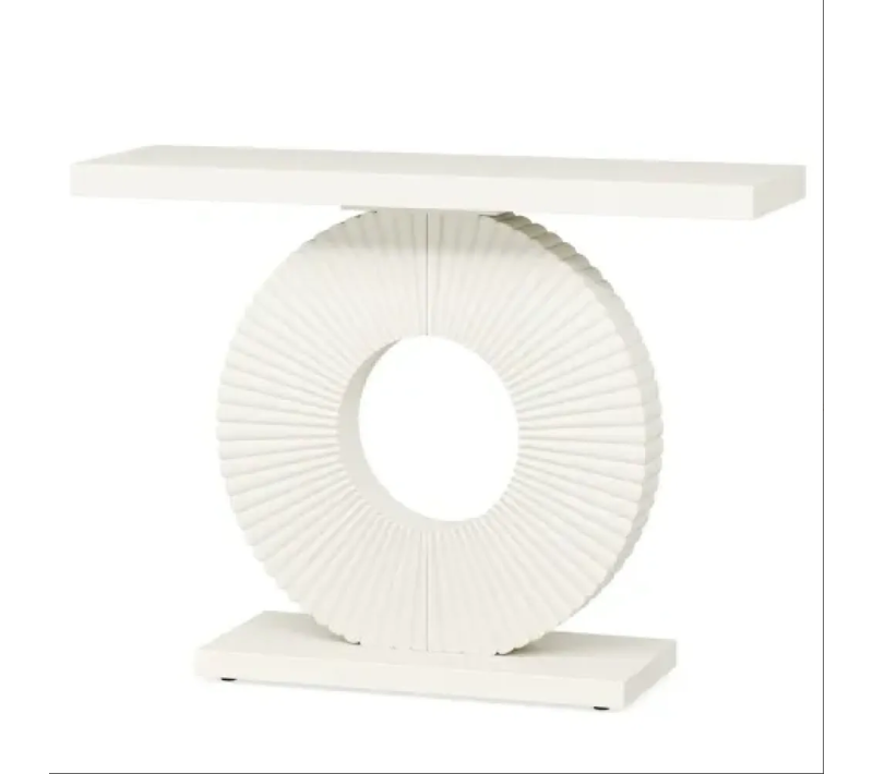 Table Console Moderne 100x30x78 Cm Avec Pieds Réglables, Plateau En Mdf, Cadre En Métal, Blanc