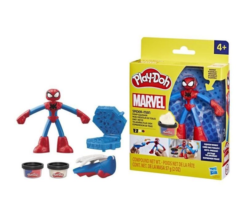 Play-doh Spider-man, Coffret Mon Créateur De Toiles Avec Figurine Flexible Et Pâte à Modeler, Des 4