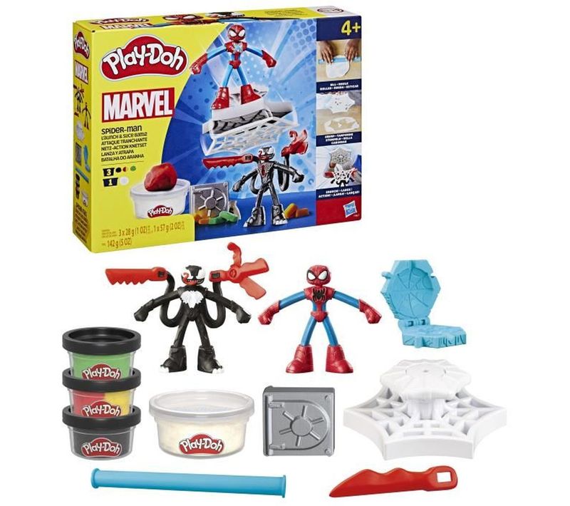 Spider-man, Coffret Attaque Tranchante Avec 2 figurines Flexibles, 7 accessoires Et Pâte à Modeler