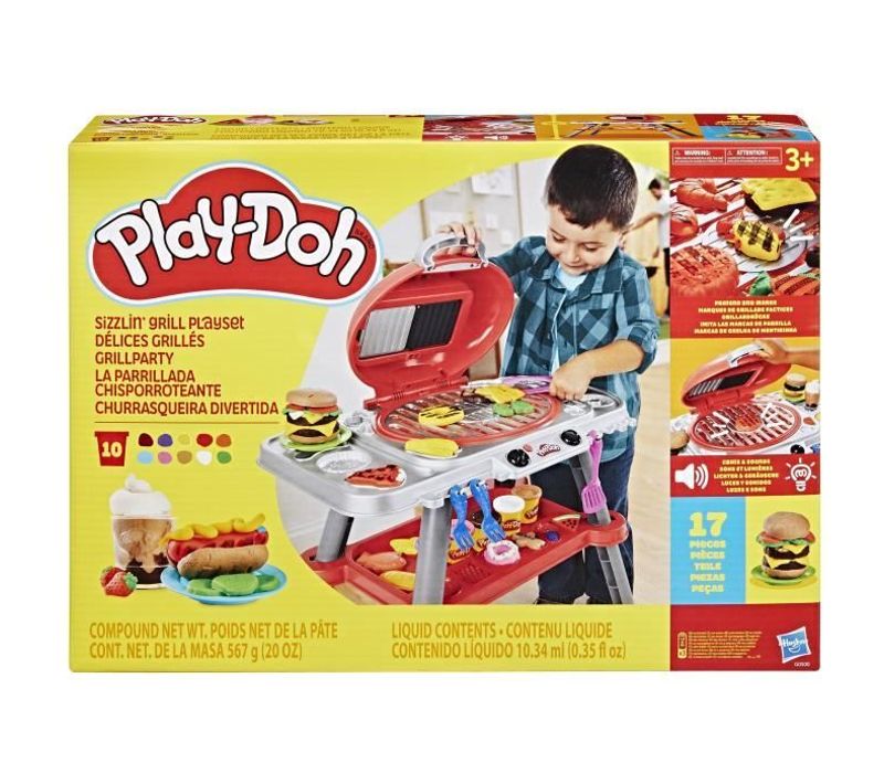 Playdoh Délices Grillés Bbq Factice, Coffret De Pâte à Modeler Avec Sons Et Lumieres, 17 accessoire