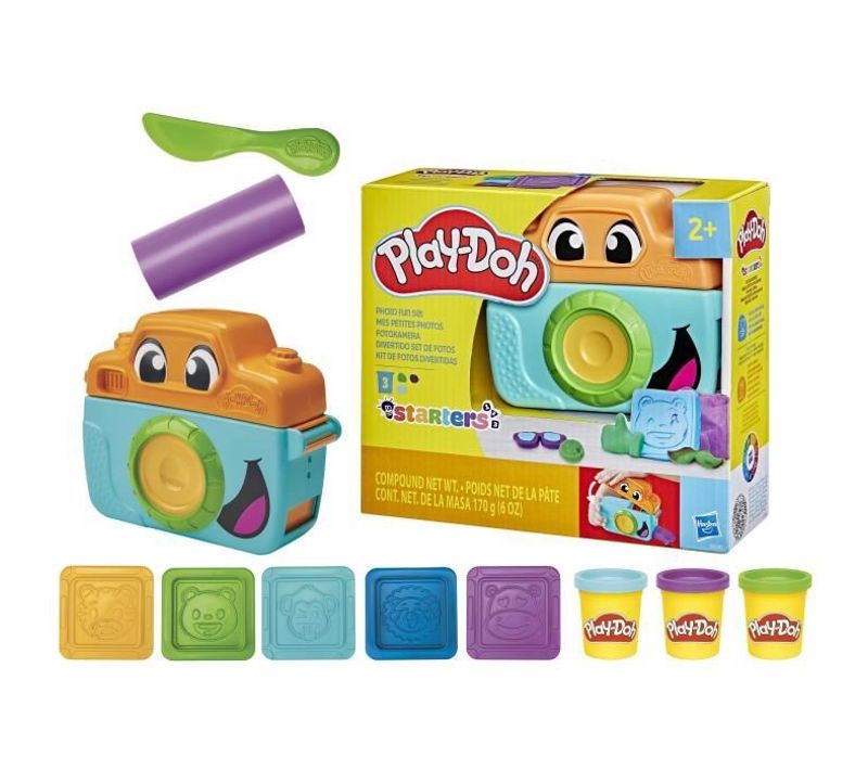 Play-doh Mes Petites Photos Starters, Pâte à Modeler, Caméra Factice, 7 accessoires Et Tapis D'acti