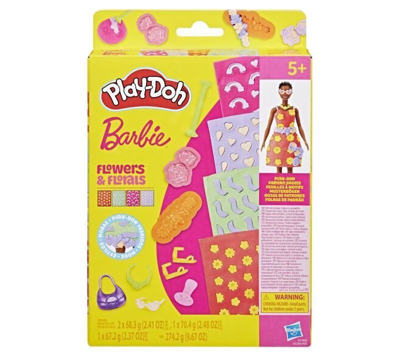 Play-doh Barbie Fleurs Et Fleurons, Recharges Pour Coffret De Pâte à Modeler