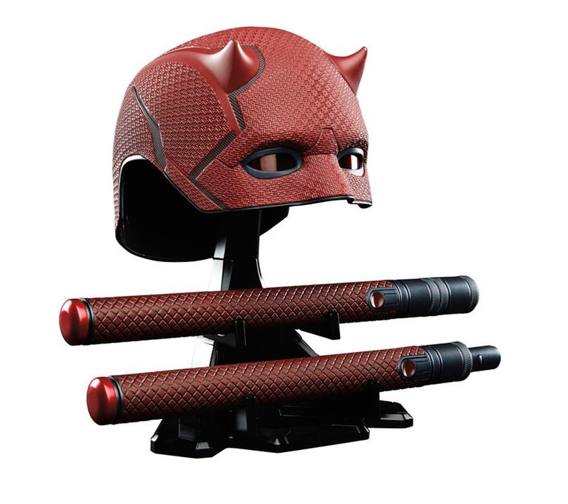 Casque Cosplay Daredevil Born Again 1:1 Rouge, Masque et Bâton 2 Parties