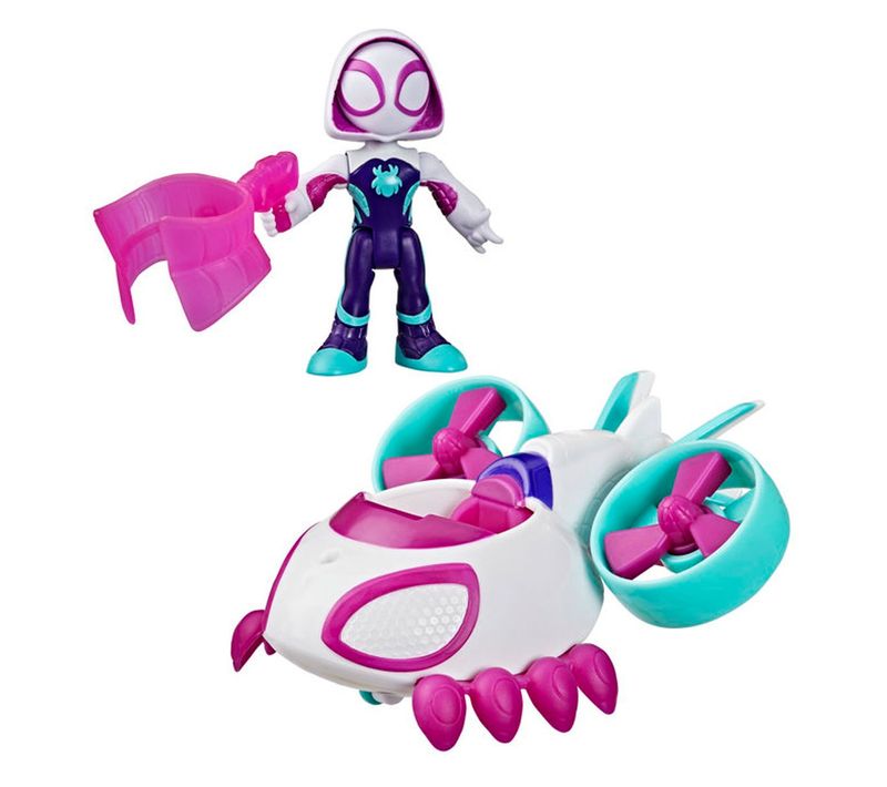 Hélicoptère Ghost-spider Avec Figurine Articulée 7,5 Cm Et Accessoire