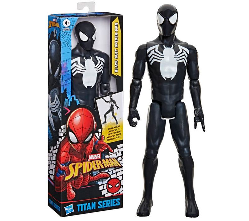 Figurine Spider-man Titan Series 30 Cm - Costume Noir, 11 Articulations