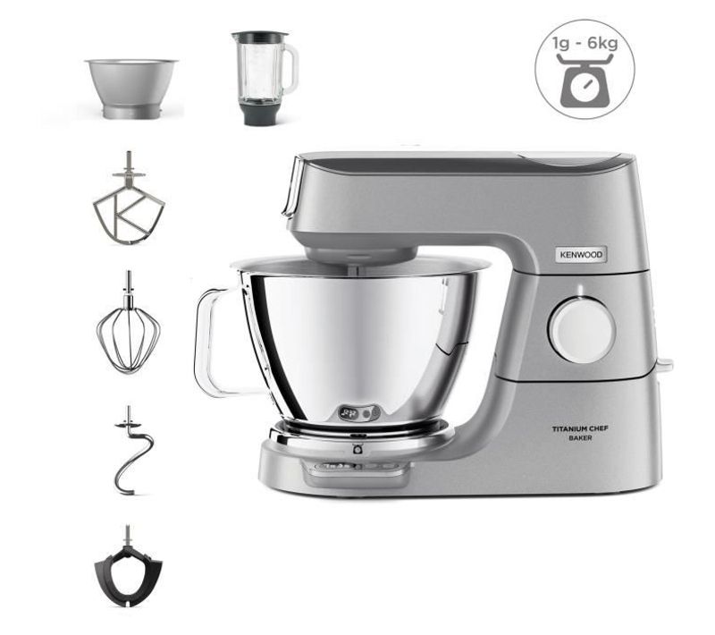 Kvc85.124.si Robot Pâtissier Titanium Chef Baker - 2 Bols En Inox 3,5l Et 5l - Balance Intégrée 6kg