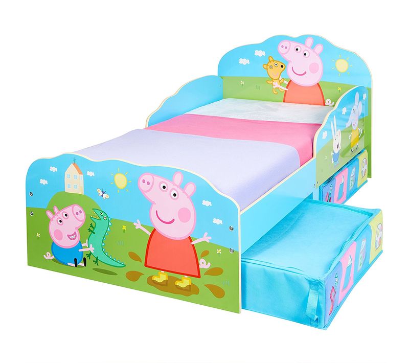 Lit Enfant Peppa Pig - Tiroirs De Rangement Sous Le Lit - Pour Matelas 140 Cm X 70 Cm