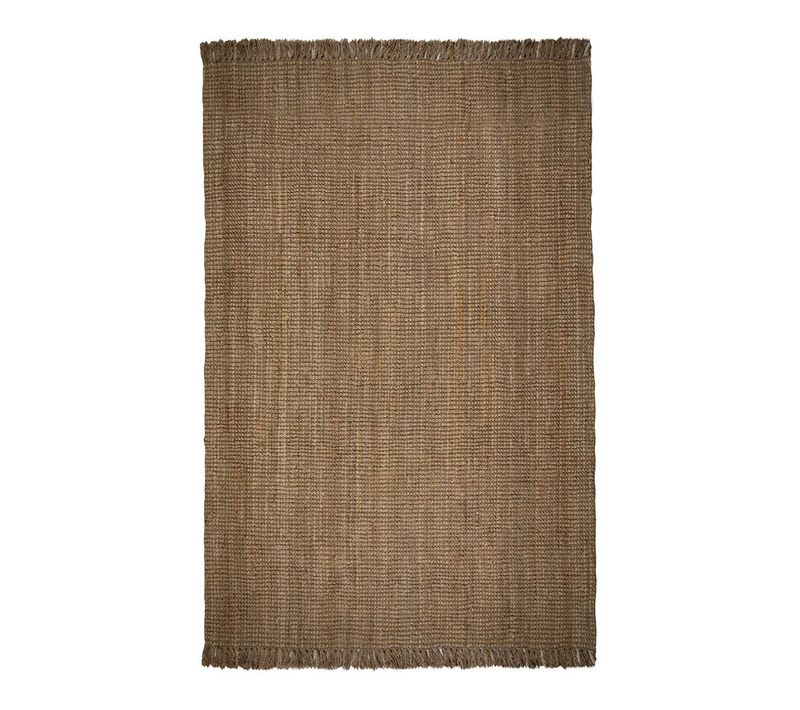 Tapis Naturel En Jute à Franges Boucle Beige 160x230