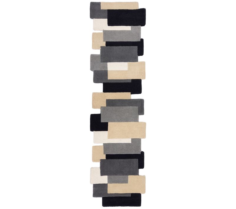 Tapis De Couloir Graphique En Laine Collage - 60x230cm