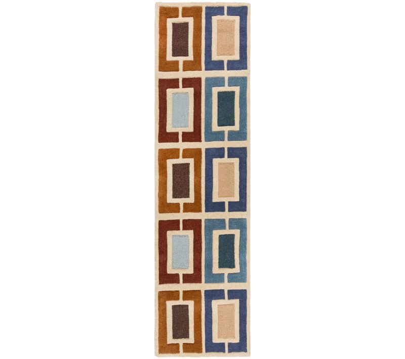 Tapis En Laine De Couloir Blocks Retro - 60x230cm
