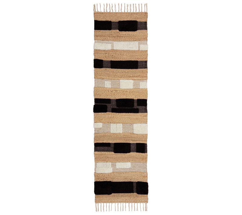 Tapis De Couloir Jute Et Laine Medina Blocks - 60x230cm