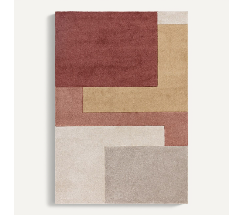 Tapis De Salon Blocus En Polypropylène - Rouge - 120x170 Cm