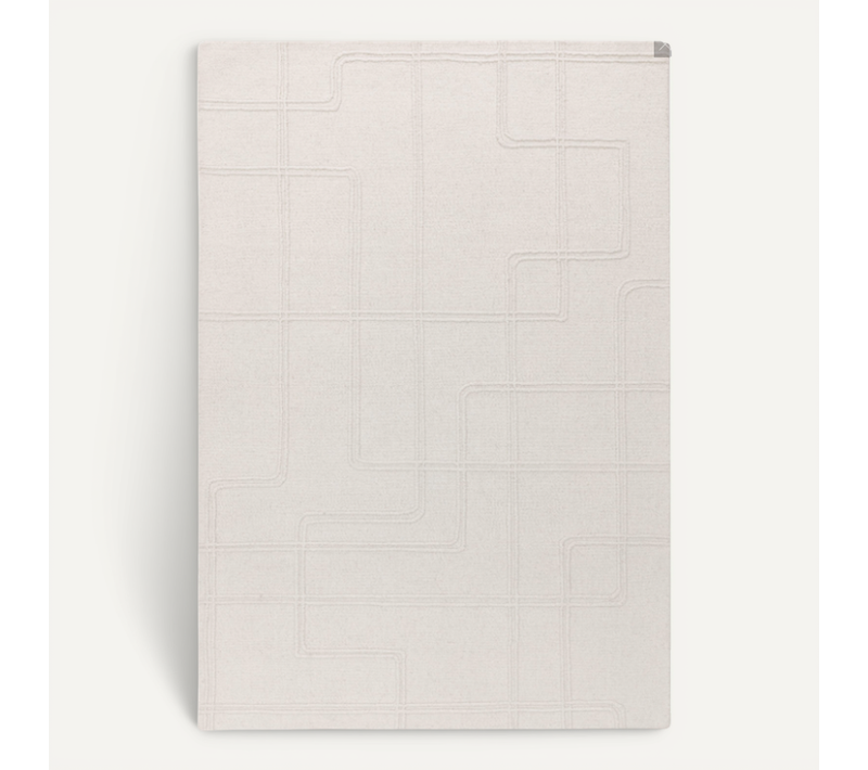 Tapis De Salon Pure Laine Linea En Laine - Blanc - 120x170 Cm