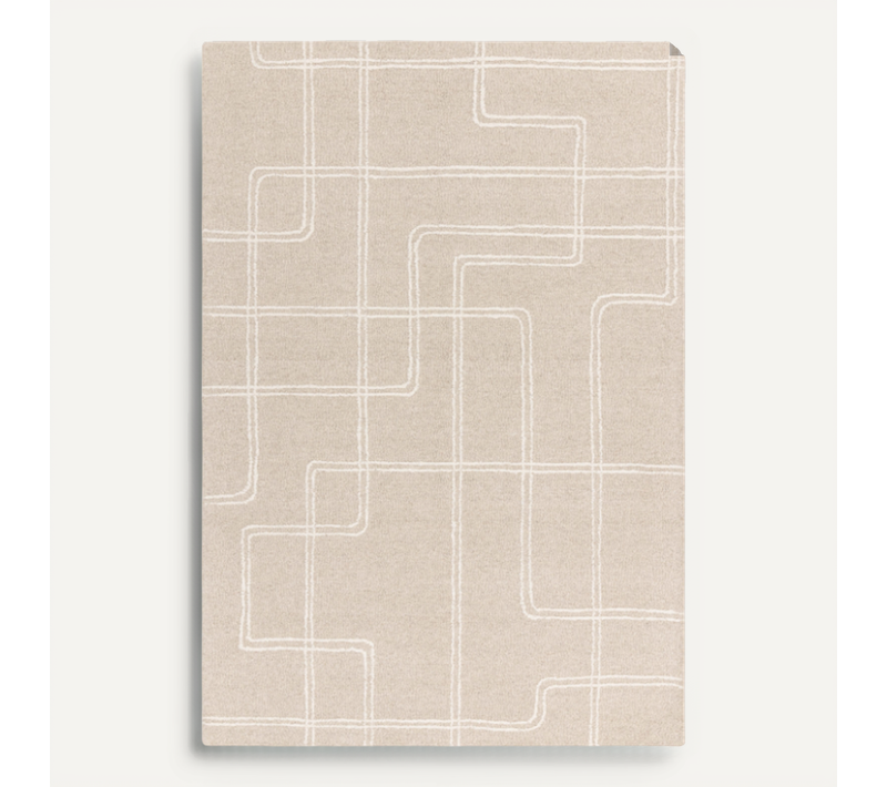 Tapis De Salon Pure Laine Linea En Laine - Beige - 160x230 Cm