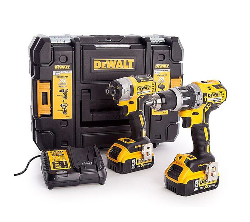 Coffret Perceuse Visseuse à Percussion Et Visseuse à Chocs 18v - 5ah - Dck266p2t