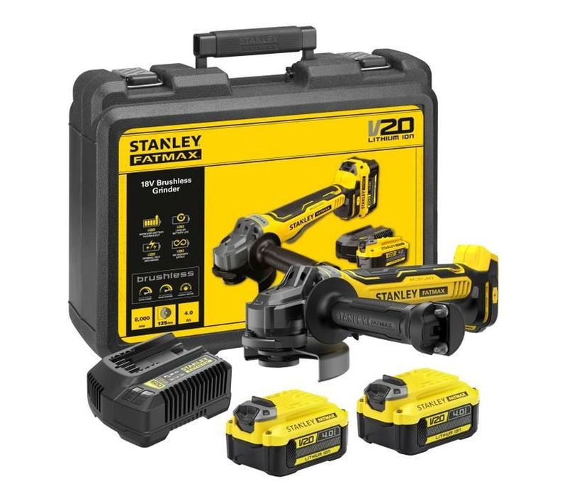 Meuleuse D’angle Sans Fil Brushless 18 V 125 Mm Avec 2 Batteries 4 Ah
