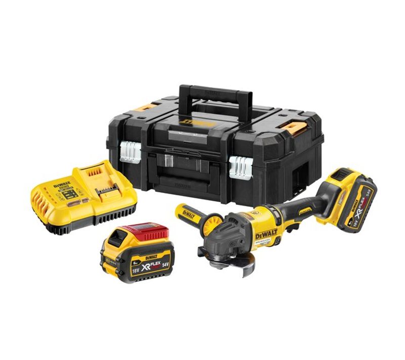 Meuleuse 54v/18v Xr Flexvolt 125mm + 2 Batteries 2/6ah + Chargeur En Coffret Tstak Ii - Dewalt - Dcg