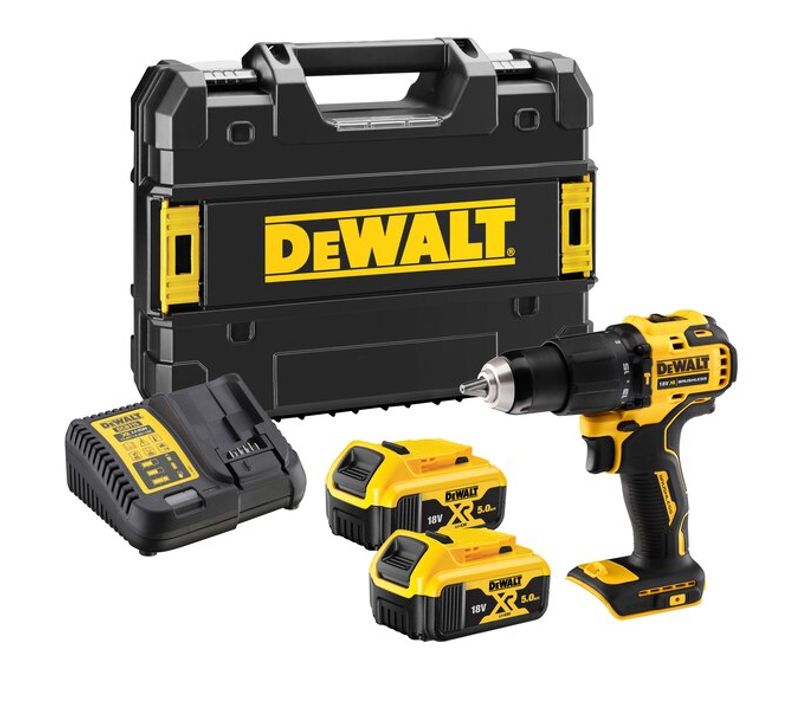Perceuse-visseuse à Percussion 18v Xr  + 2 Batteries 5ah + Chargeur + Coffret T-stak - Dewalt - Dcd7