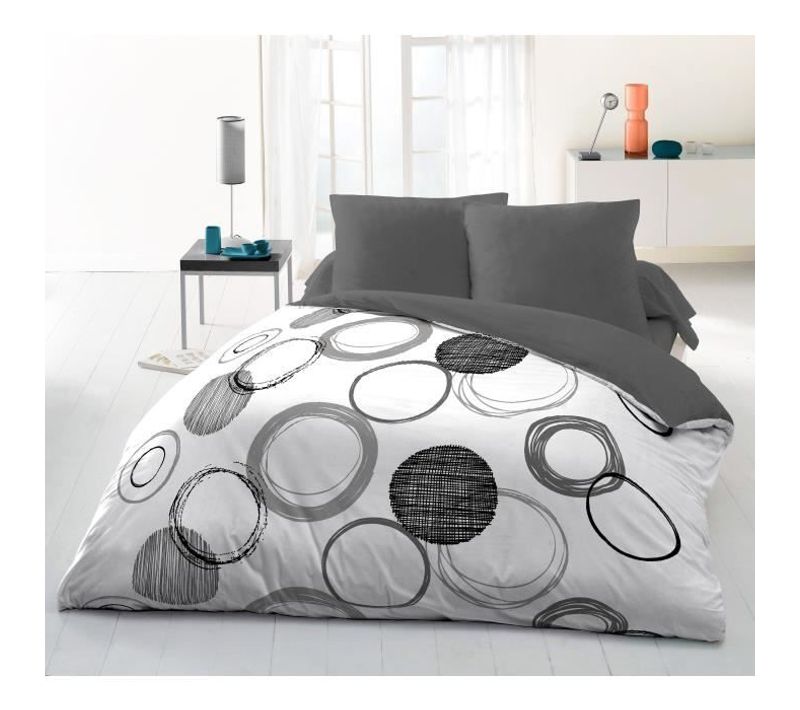 Parure De Couette Audace - 1 Housse De Couette 220x240 Cm + 2 Taies D'oreiller 63x63cm - Gris Clair