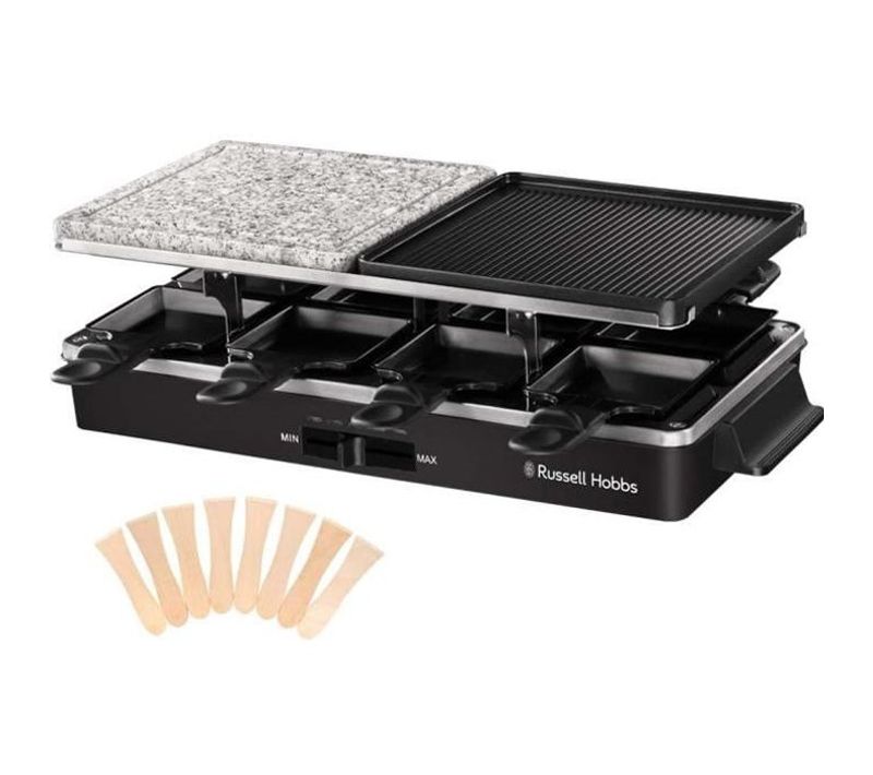 Appareil Raclette 26280-56 - Multifonction 3 En 1 - 8 Personnes - 1400w - Pierre De Cuisson