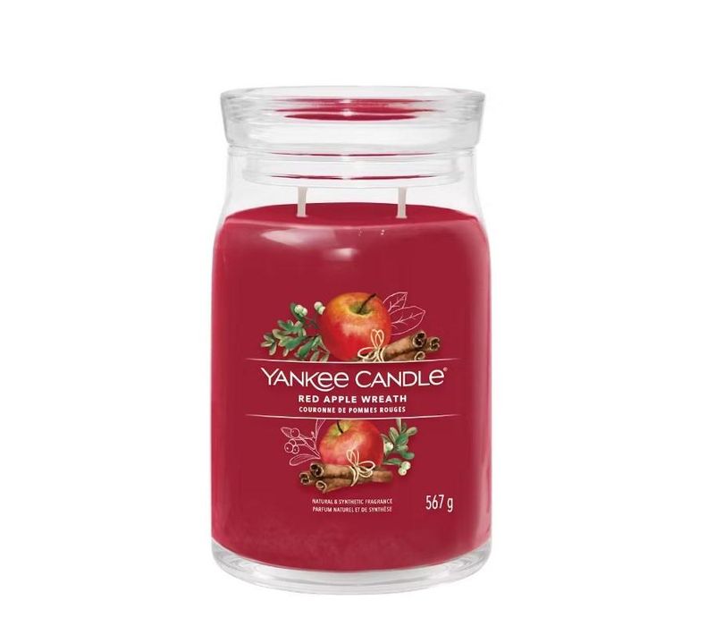 Bougie Couronne De Pommes Rouges Grand Modèle En Verre