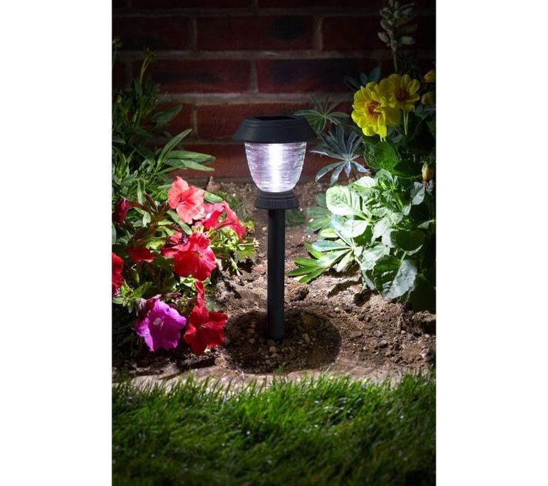 Lot De 4 Balises Solaires De Jardin 10 Lumens, Finition Noir Mat