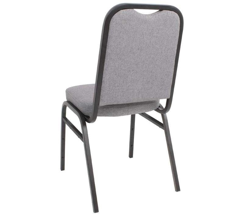 Chaise De Banquet Avec Dossier Carré Et Tissu Gris - Lot De 4
