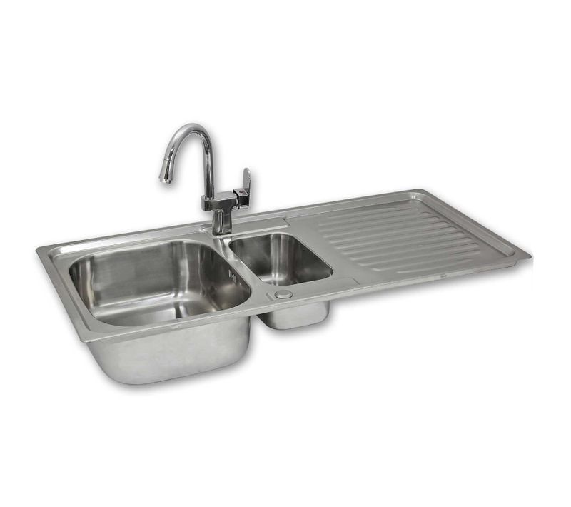évier Cuisine Réversible et Robinet Confetti En Inox Cuve Simple 105 X 18 X 50 Cm