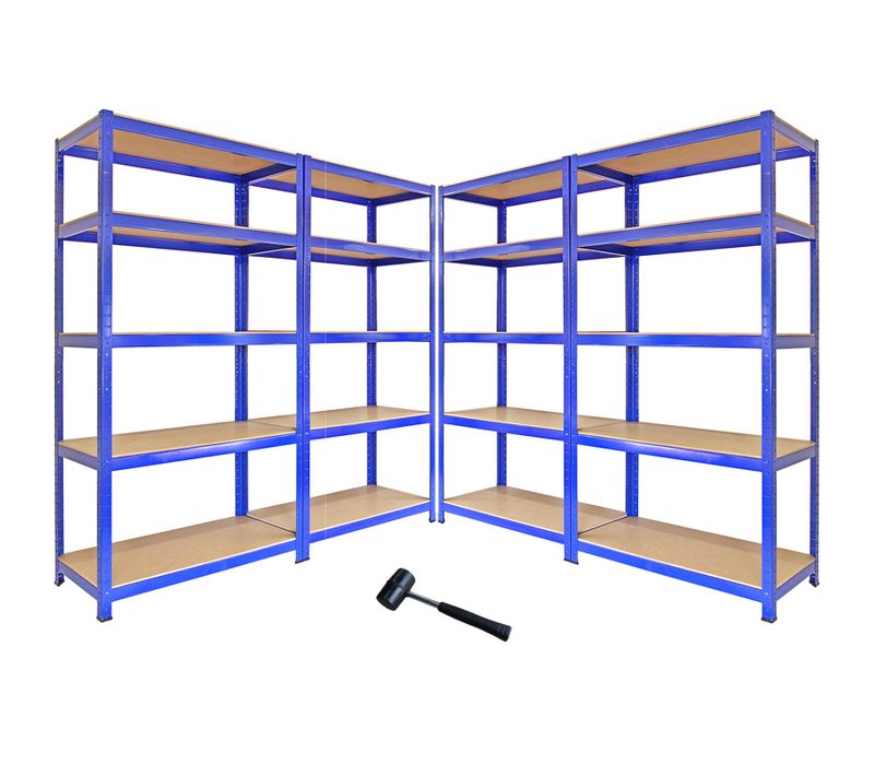 4 Rayonnages T-rax Bleus 90cm X 45cm X 180cm