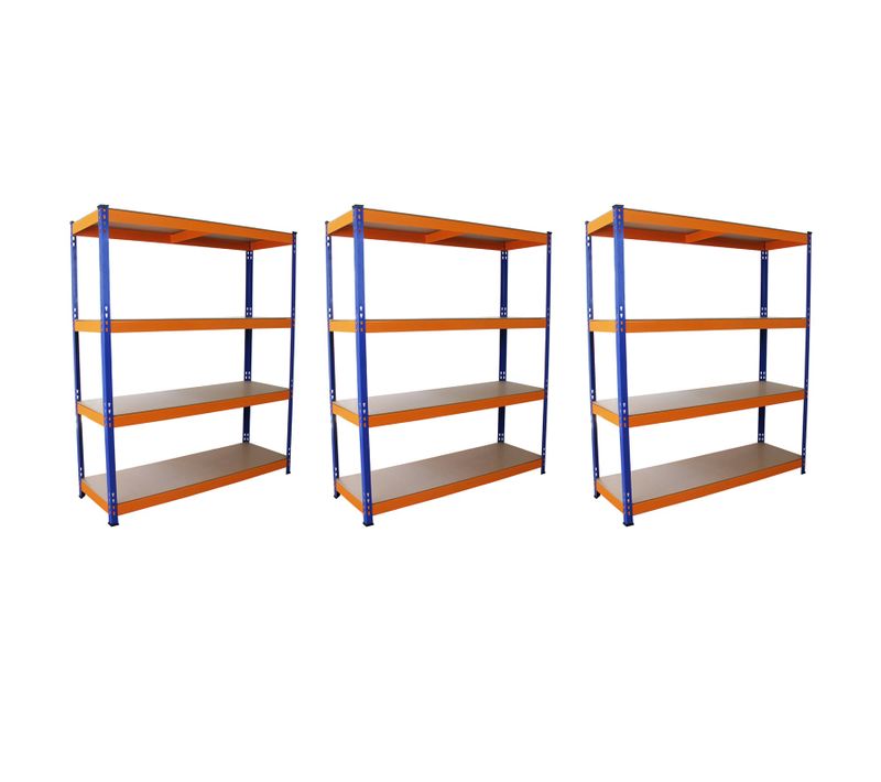 Lot De 3 Rayonnages S-rax En Métal 4 Niveaux 150 Cm Garage Entreposage