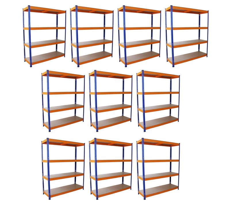 Lot De 10 Rayonnages S-rax En Métal 4 Niveaux 150 Cm Garage Entreposage