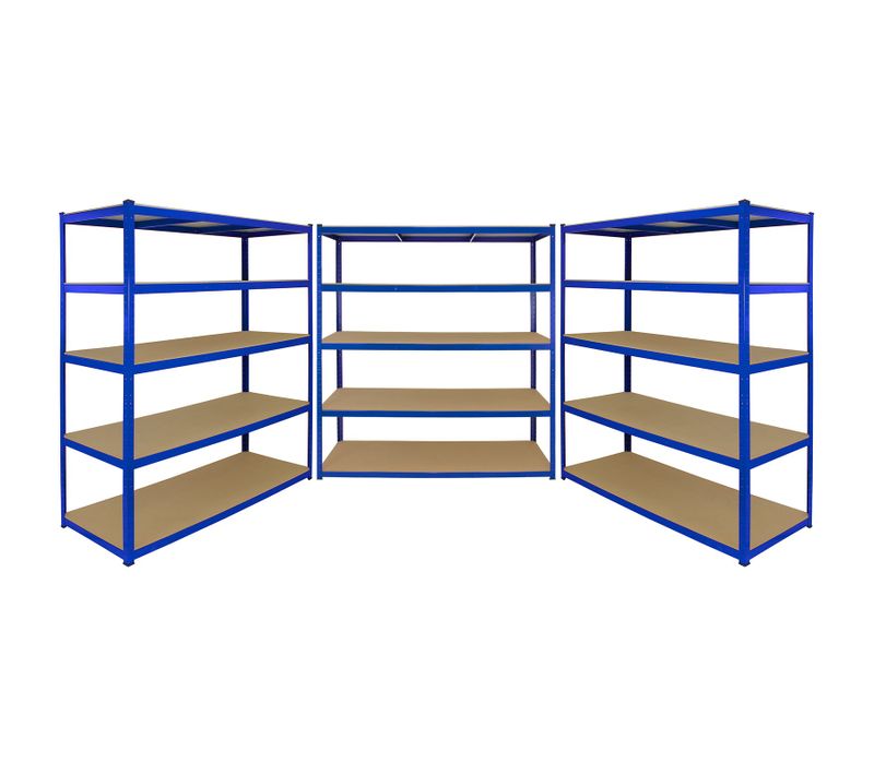 Lot De 3 Rayonnages T-rax En Métal 4 Niveaux 160 Cm Garage Entreposage