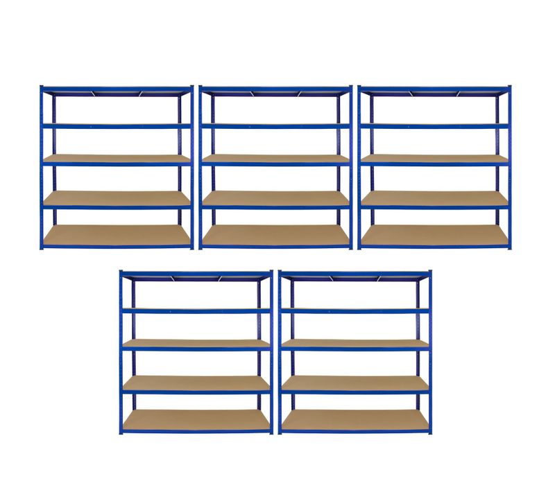 Lot De 5 Rayonnages T-rax En Métal 4 Niveaux 160 Cm Garage Entreposage