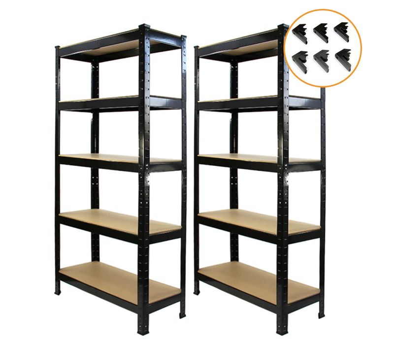 2 Rayonnages Noir En Métal T-rax 75 X 150 X 30 Cm 100% Sans Boulons