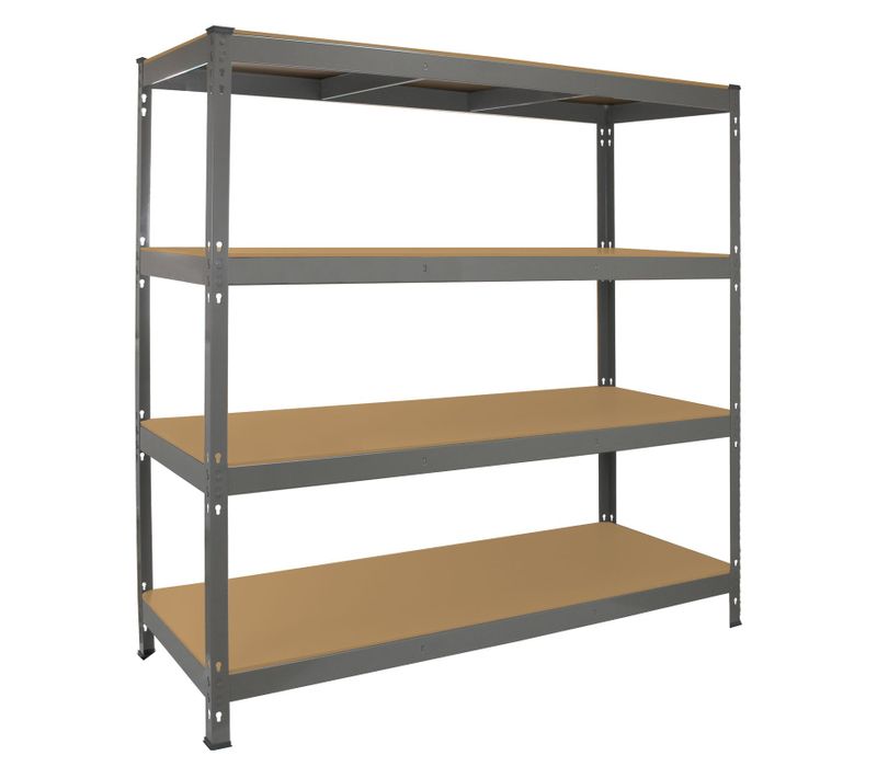 Rayonnage Q-rax En Acier Gris 4 Niveaux Sans Boulons Pour Garage Et Entrepôt