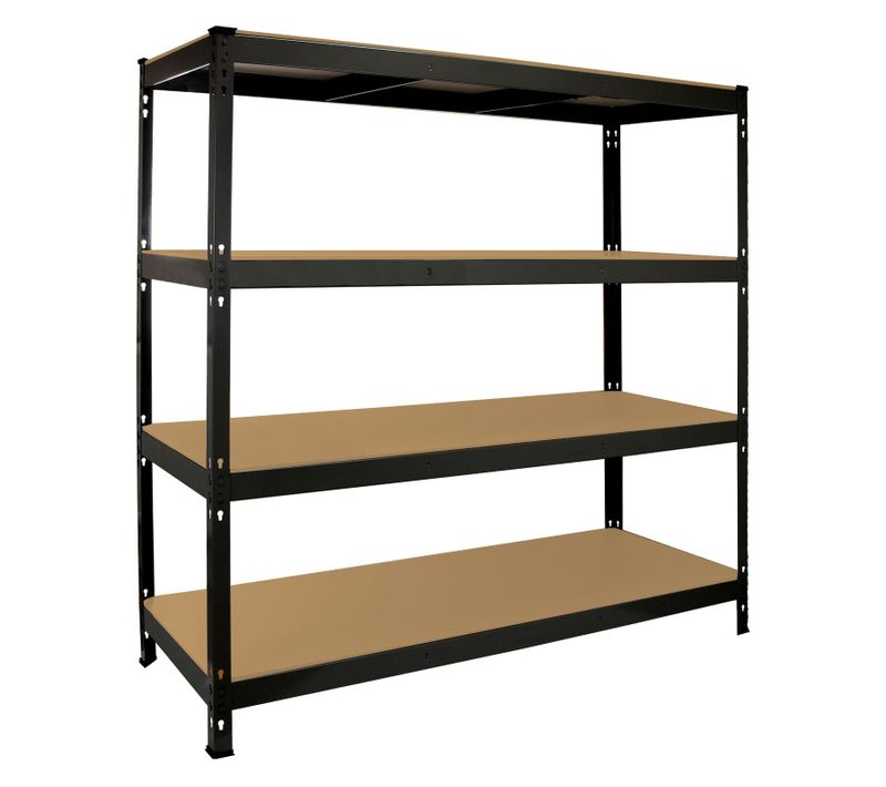 Rayonnage Q-rax En Acier Noir 4 Niveaux Sans Boulons Pour Garage Et Entrepôt