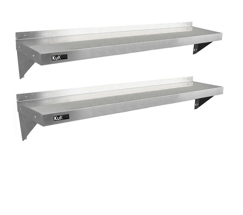 2 Etagères Murales En Inox De 150cm X 30cm