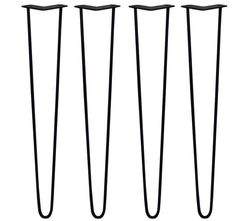 4 Pieds Table En épingle À Cheveux Skiski Legs 71cm Acier Noir 2 Tiges 10mm
