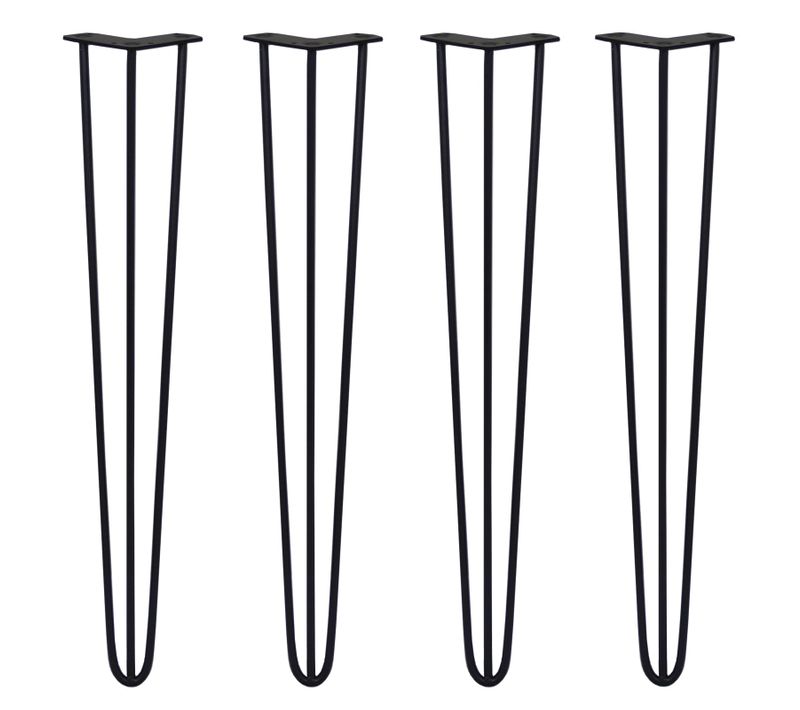 4 Pieds Table En épingle À Cheveux Skiski Legs 71cm Acier Noir 3 Tiges 10mm