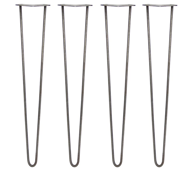 4 Pieds De Table En épingle À Cheveux 71cm 2 Tiges En Acier Brut épaisseur 10mm