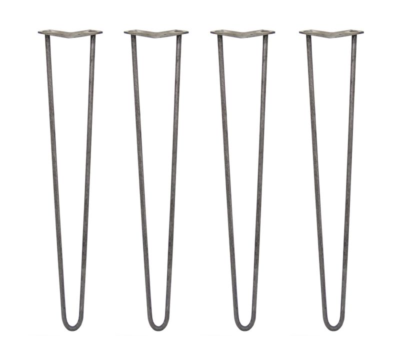 4 Pieds De Table En épingle À Cheveux 71cm 2 Tiges En Acier Brut épaisseur 12mm
