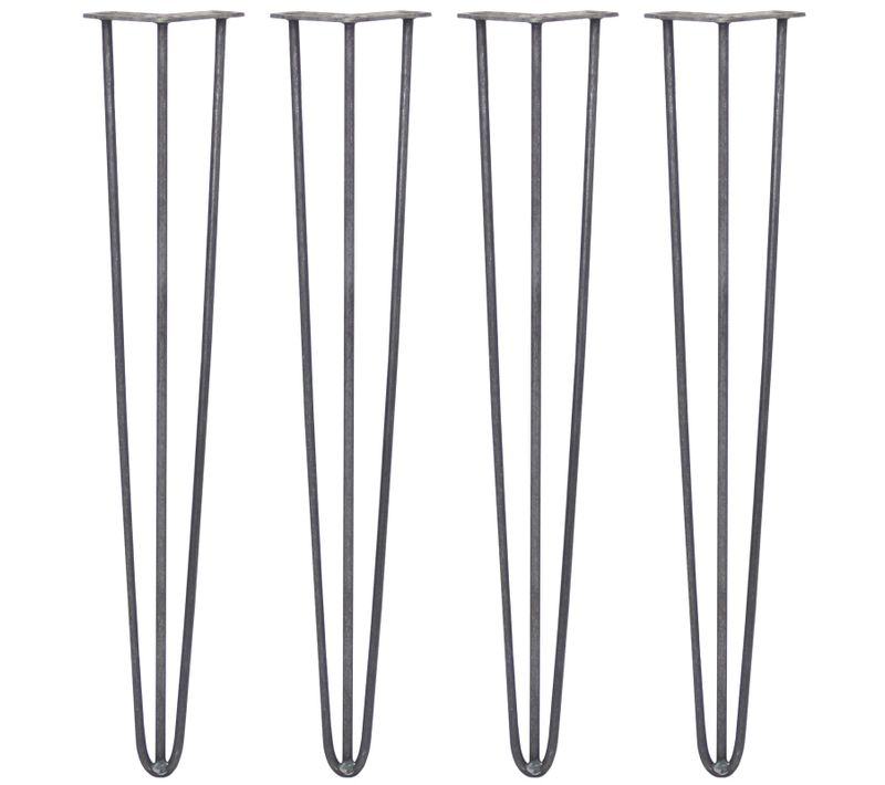 4 Pieds De Table En épingle À Cheveux 71cm 3 Tiges En Acier Brut épaisseur 10mm