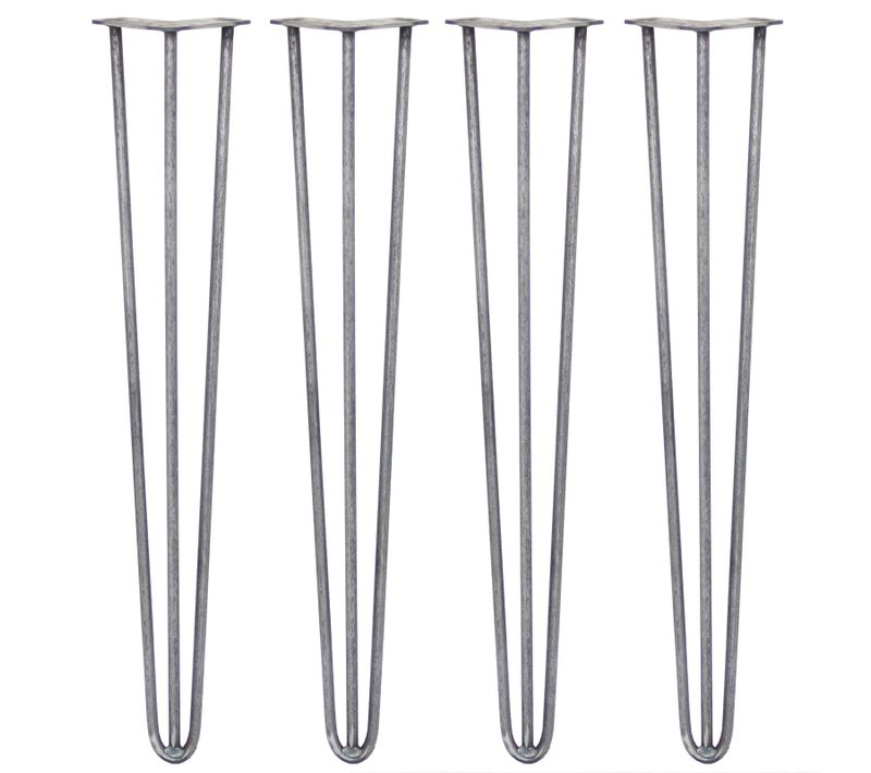 4 Pieds De Table En épingle À Cheveux 71cm 3 Tiges En Acier Brut épaisseur 12mm
